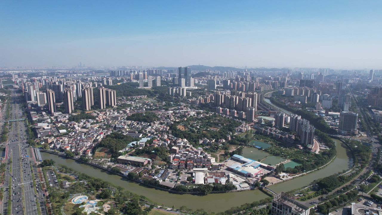 广东江门城市建设航拍 