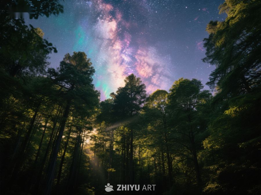 森林夜景与银河星空 63