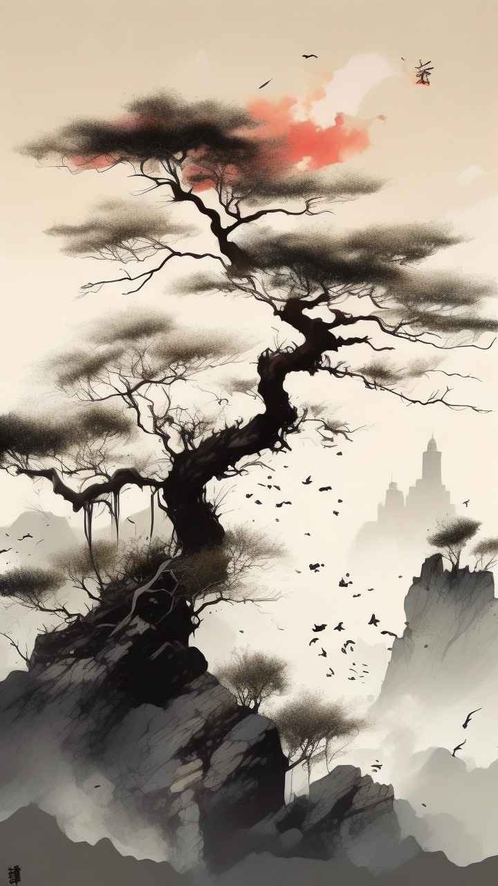 古风山水画唯美背景图 79