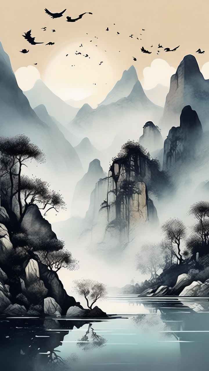 山水画国风背景 94