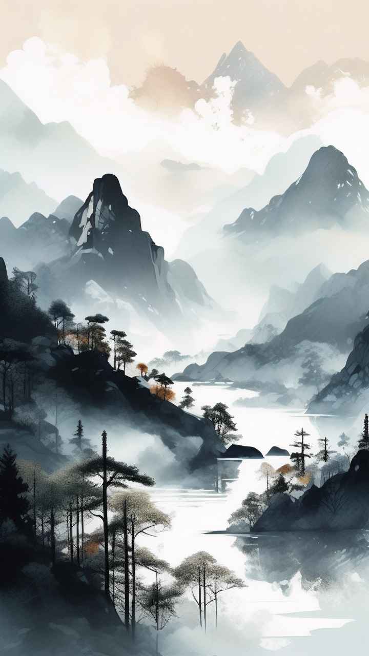 国风山水画背景插画 52