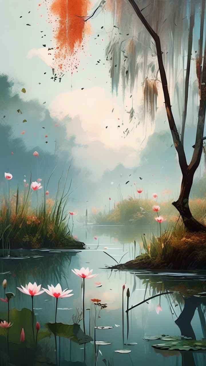 国风水墨山水画简约风格插画 92