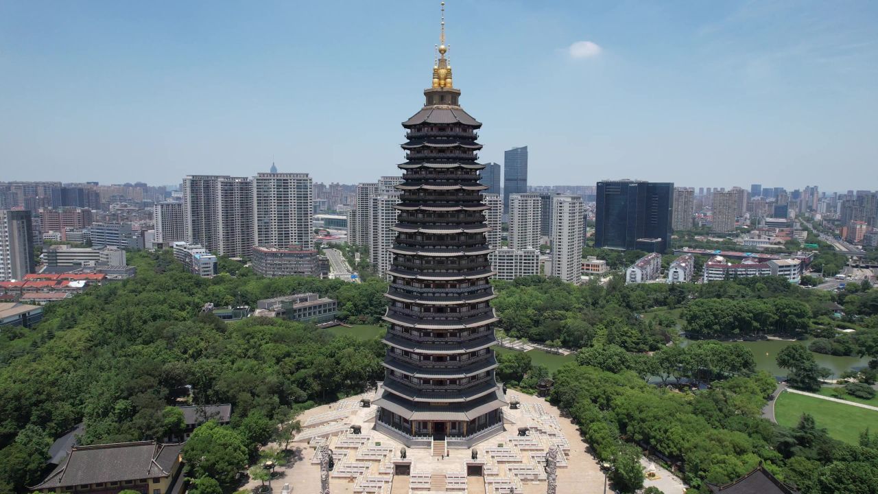 江苏常州城市风光地标建筑航拍 