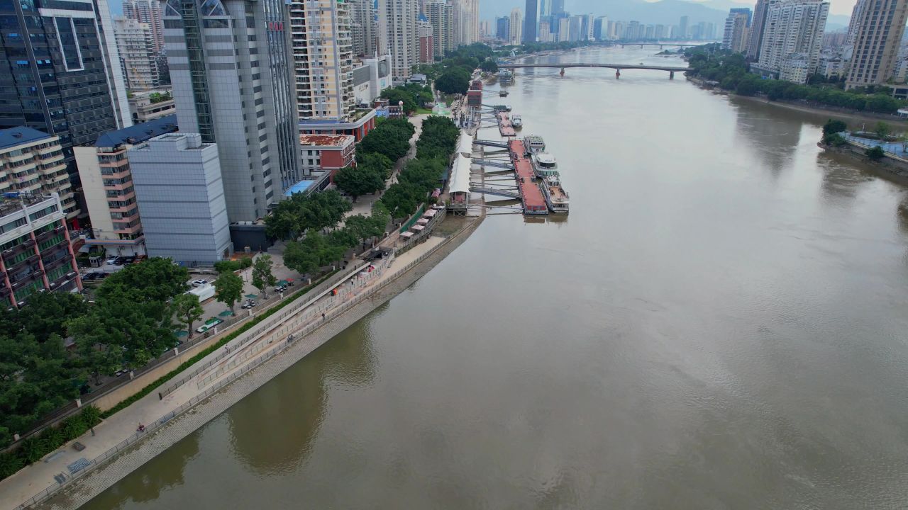 航拍福州闽江游台江码头 1