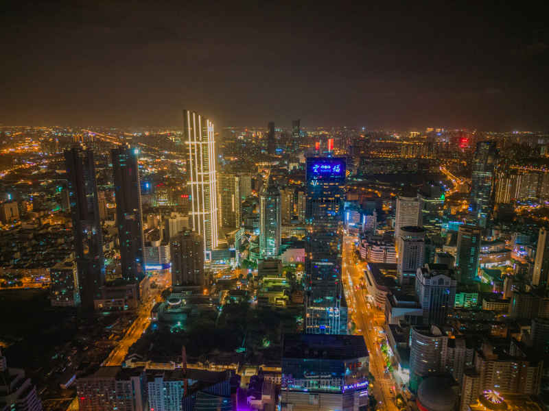 航拍 江苏 无锡 城市 夜景