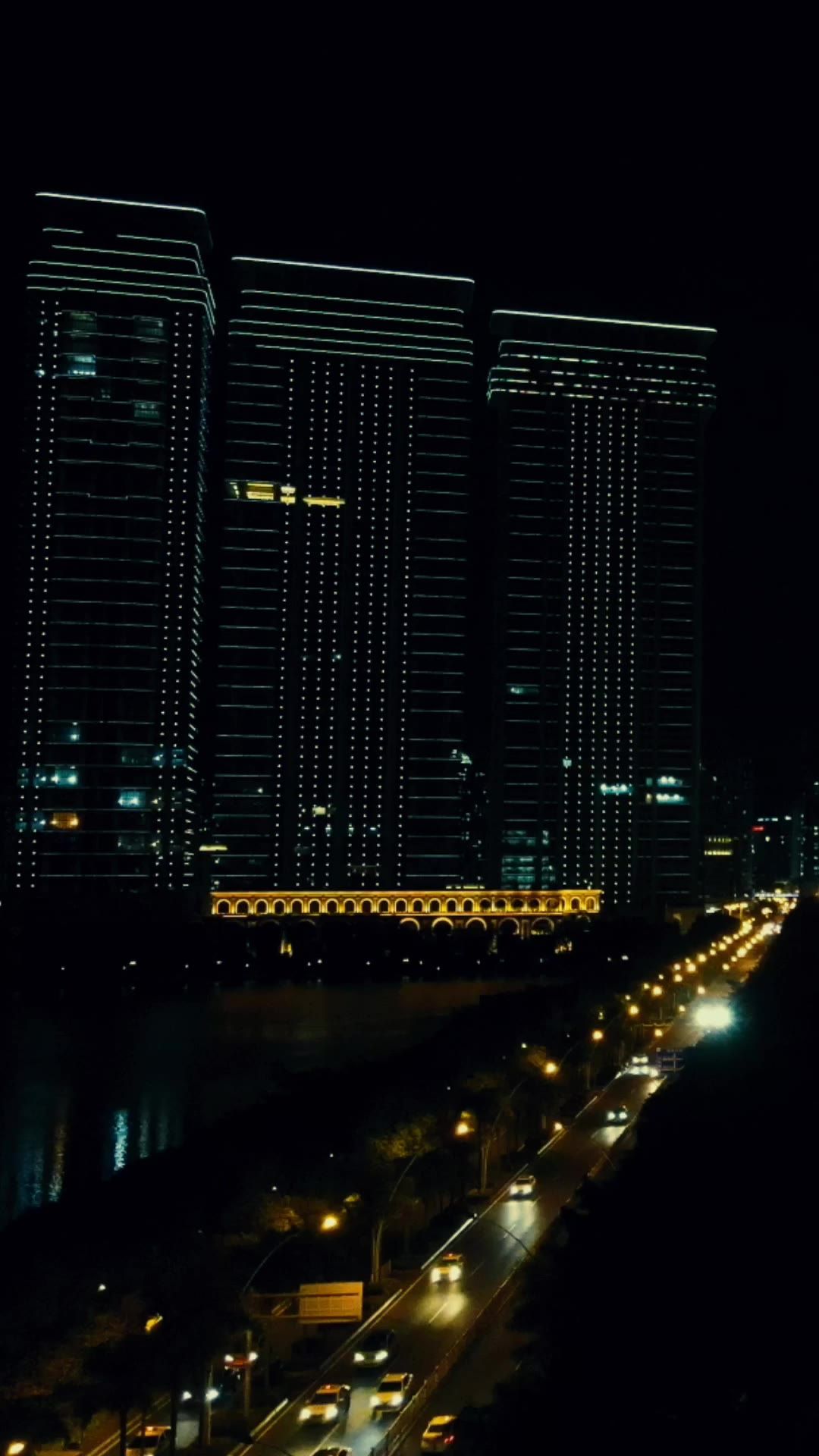 城市航拍福建厦门城市夜景竖屏航拍
