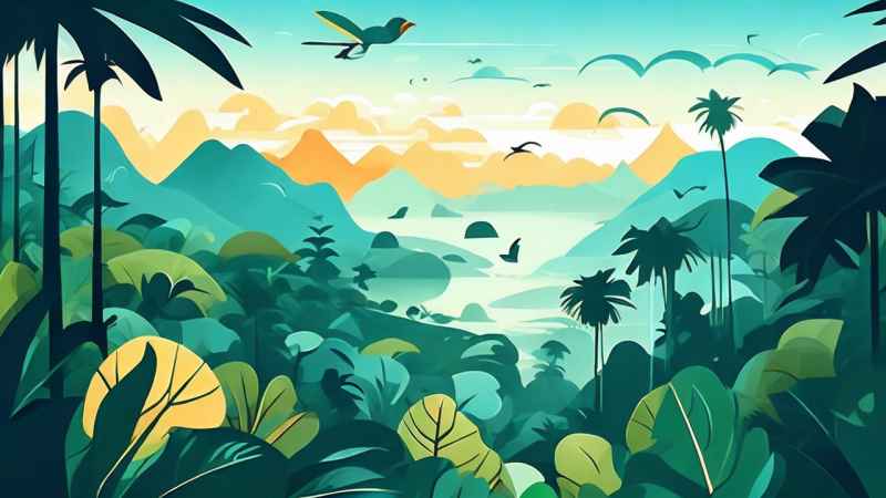 俯瞰热带雨林概念插画 15