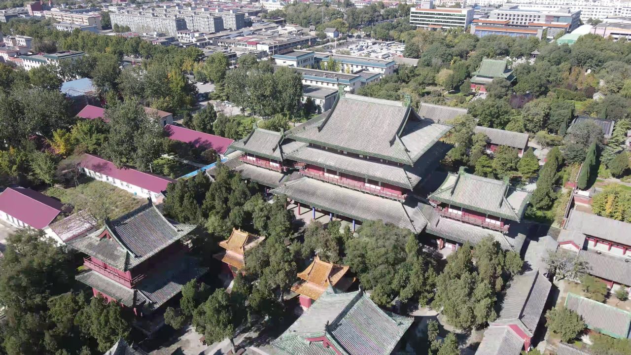 河北石家庄正定古城航拍