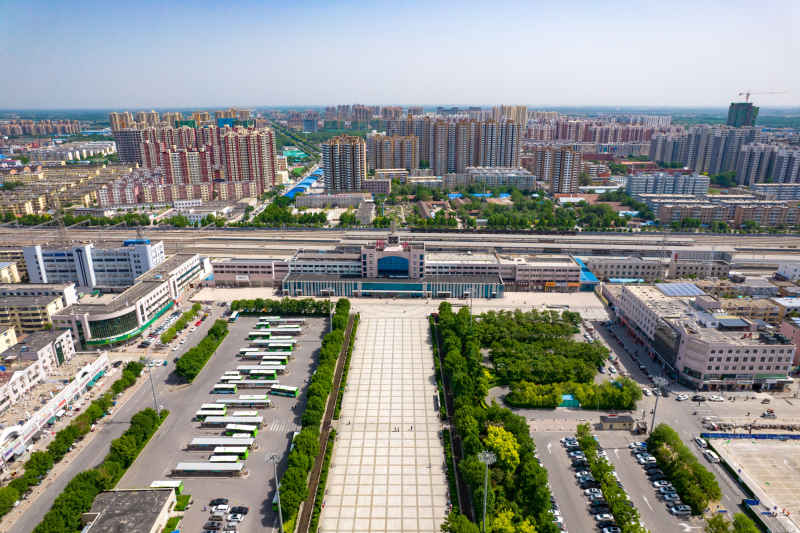 河北衡水火车站交通航拍图