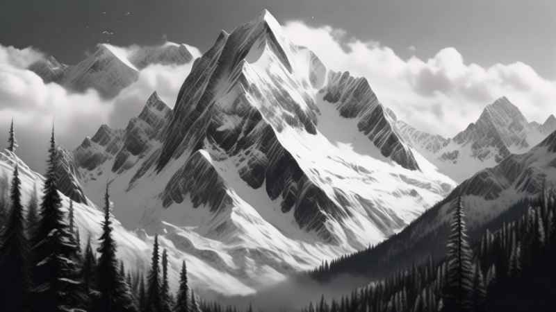 冬季背景图插画雪山雪景 53