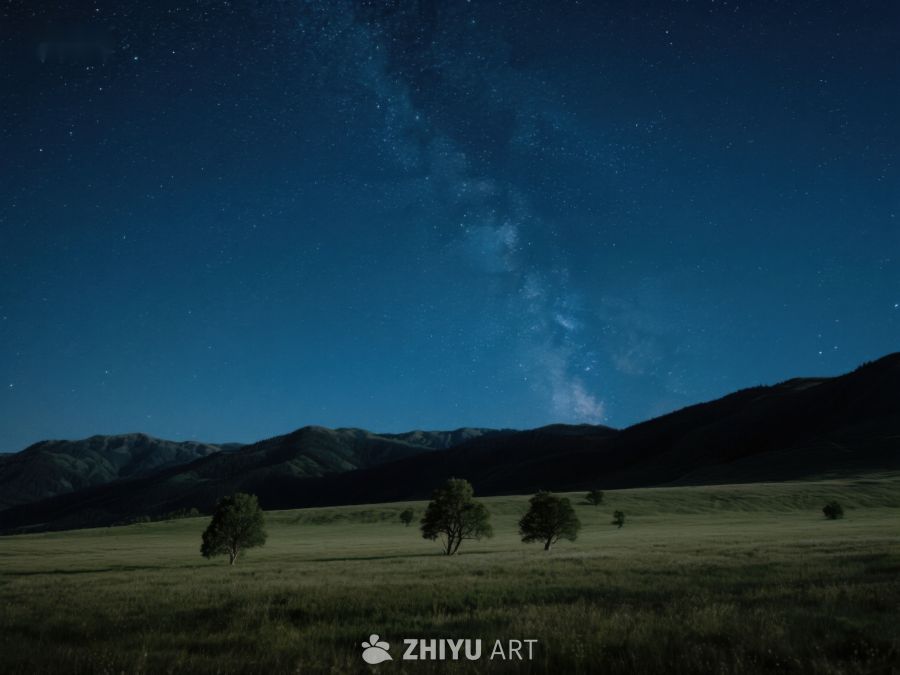 夜空下的草原与山脉 293
