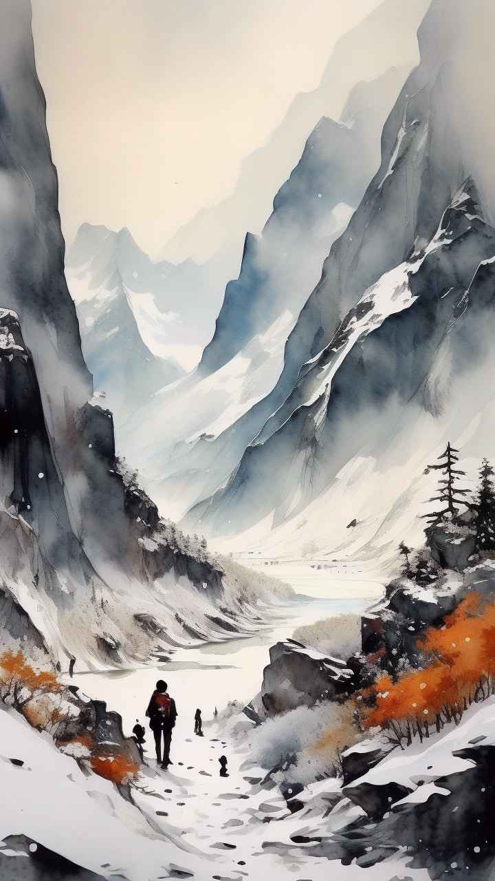 雪山高原冰川插画 11