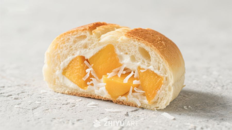 芒果奶油面包切面展示