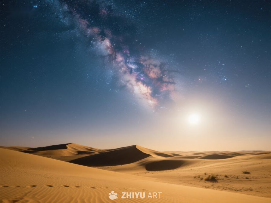 沙漠夜景：星空与月光下的沙丘 92