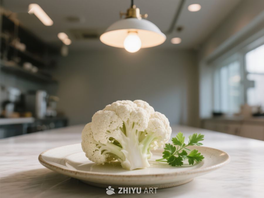 盘中新鲜花椰菜，厨房背景 218