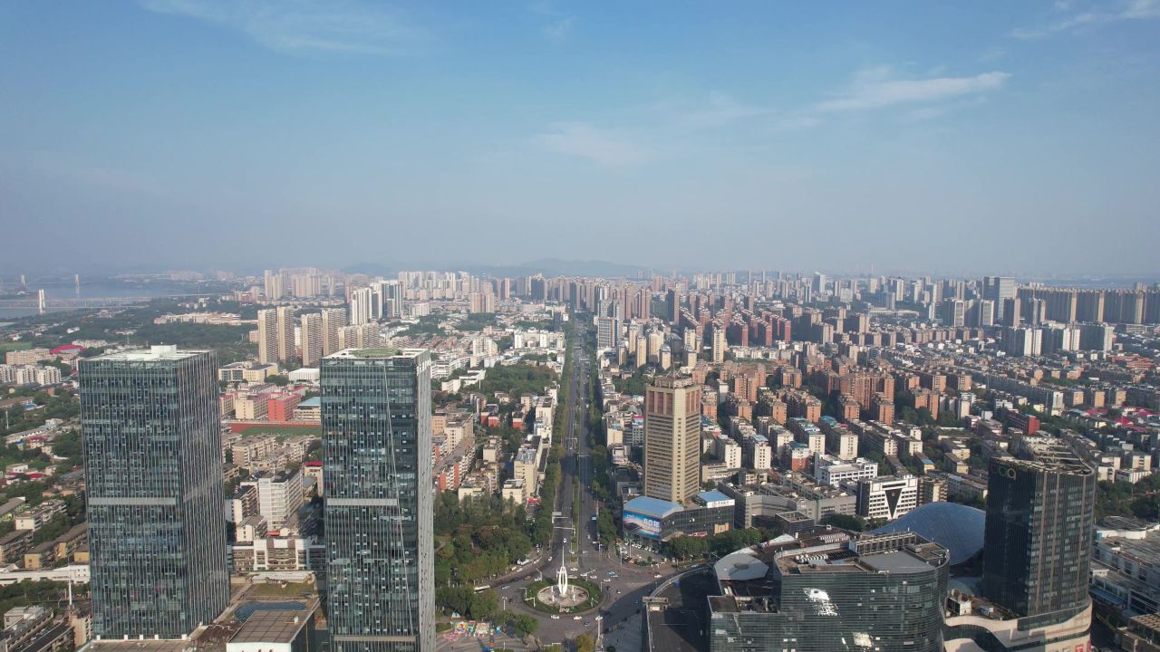 湖南湘潭城市风光城市建设航拍