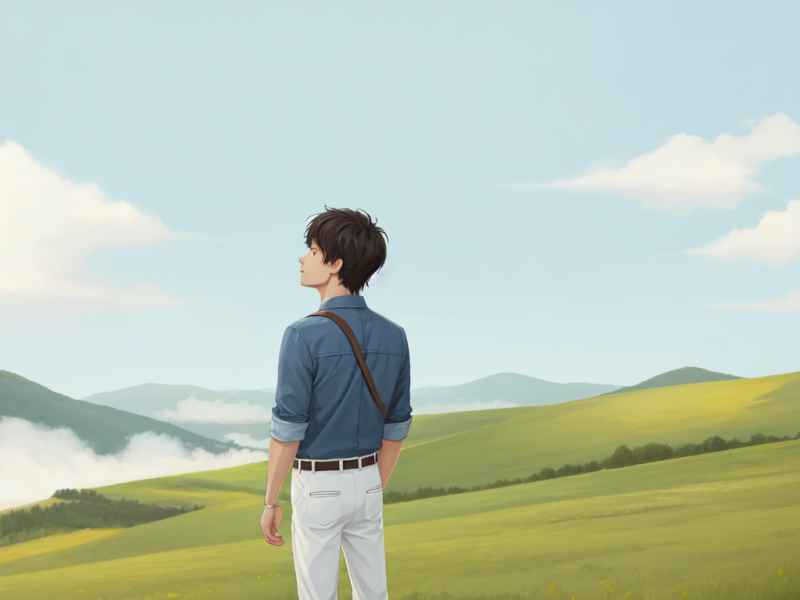 清新男子治愈插画