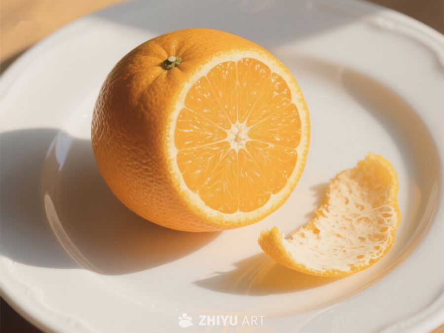 切开的橙子置于白色盘中 372