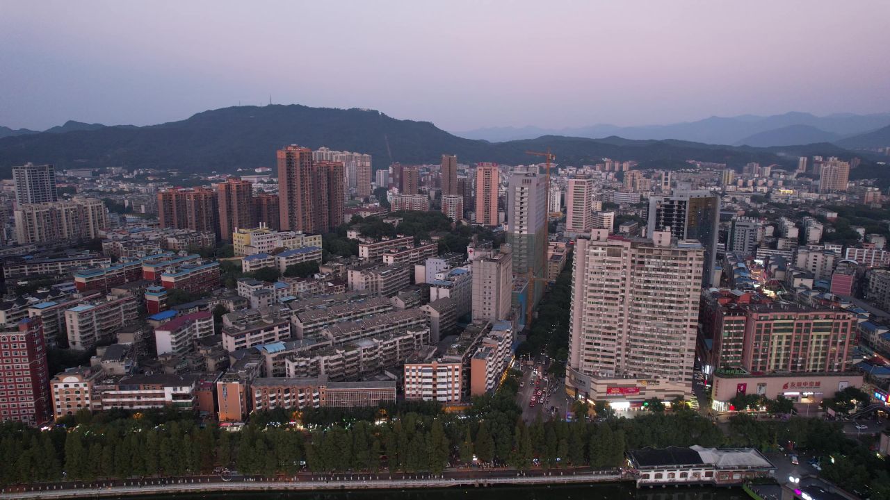 湖南郴州城市风光航拍 