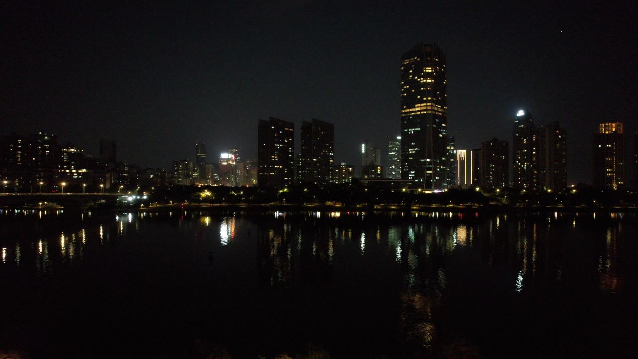广东惠州城市夜景灯光航拍