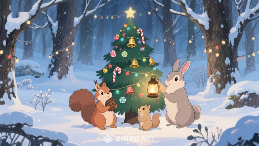 冬日森林里的圣诞树 4