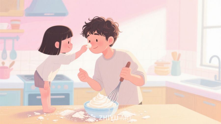温馨厨房：父女共度烘焙时光 374