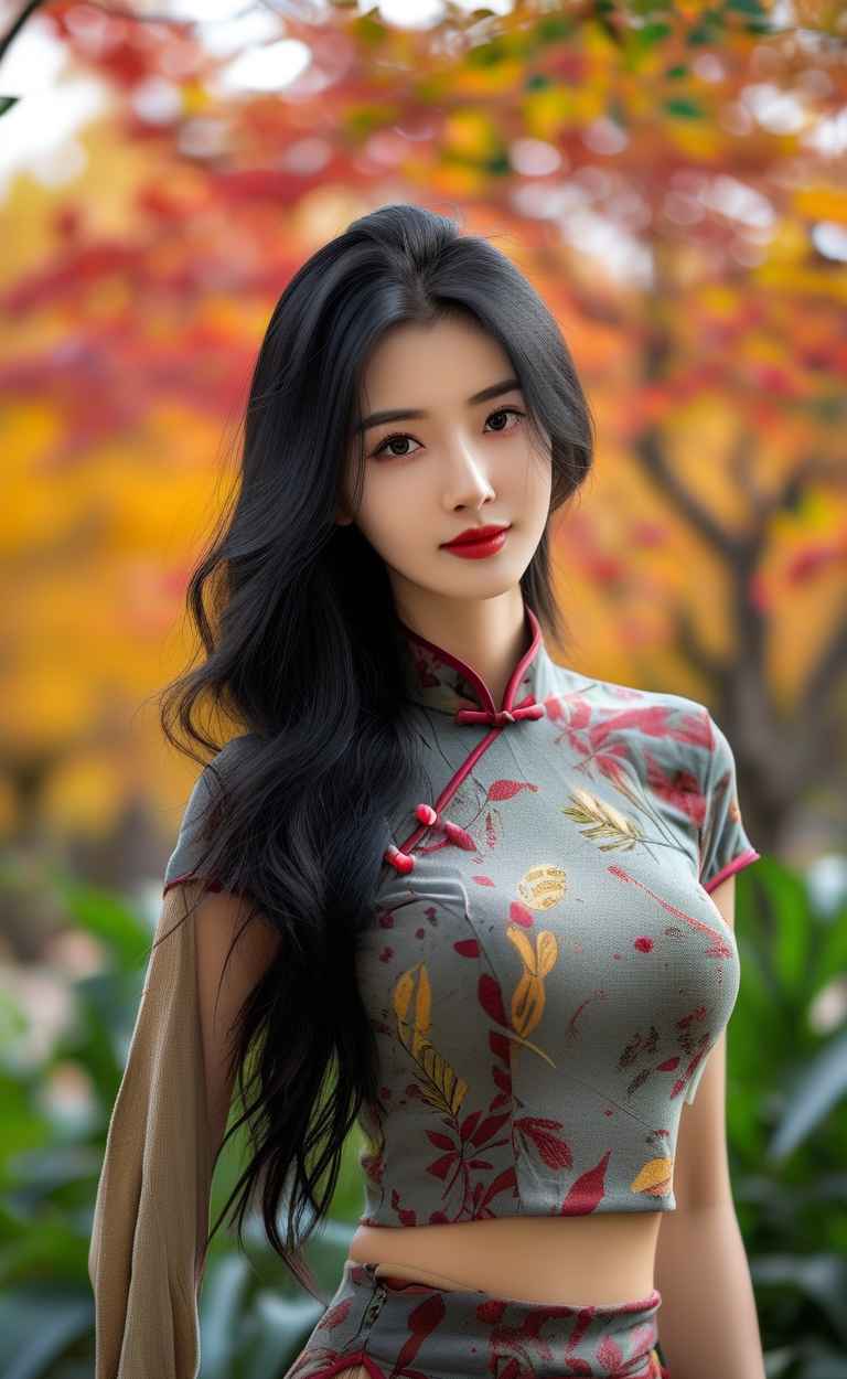 秋天美女户外摄影图 34