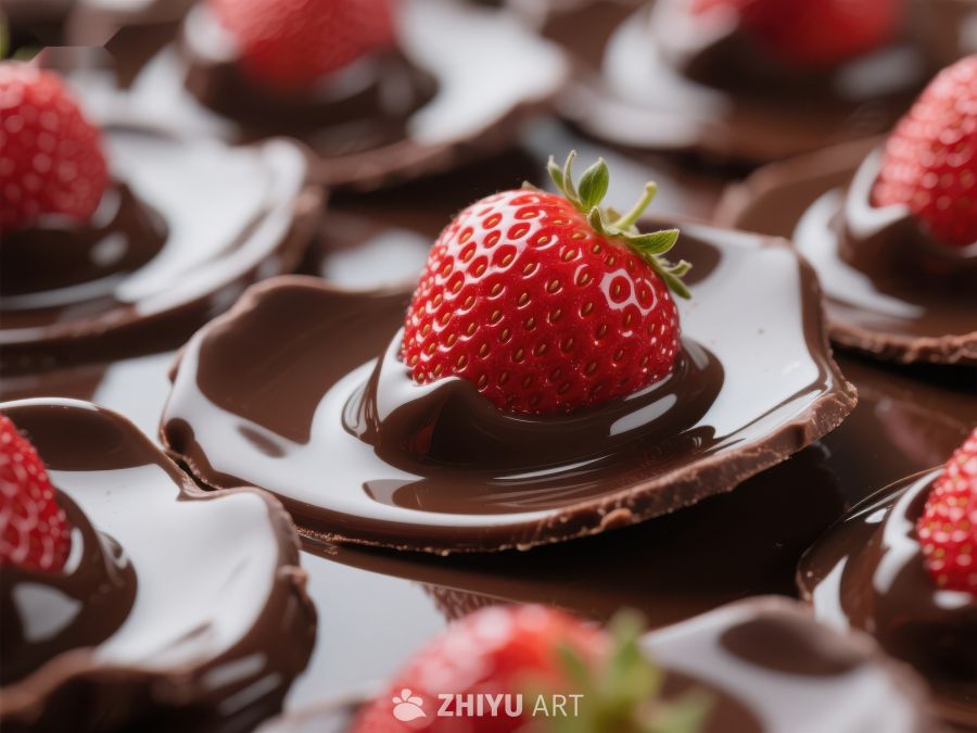 巧克力草莓甜点特写