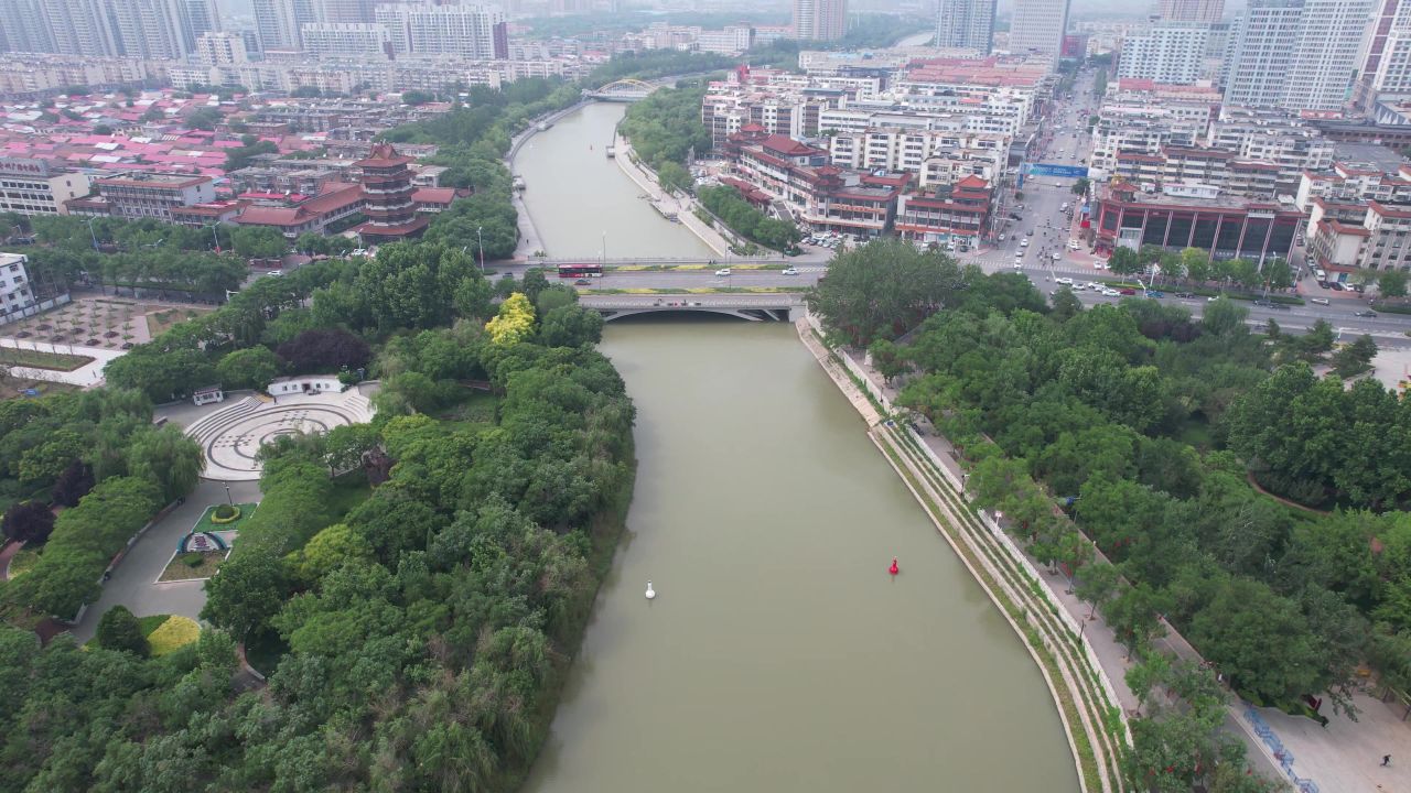 河北沧州城市风光航拍 