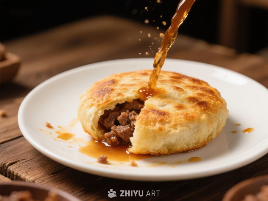 酱汁淋在酥皮肉馅饼上 418