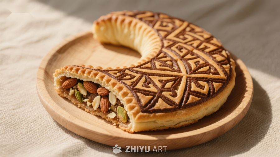 精美糕点：坚果馅饼与几何图案