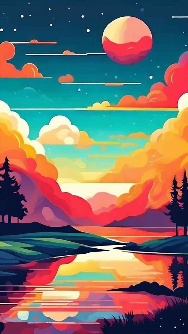 印象派风景色彩丰富的天空 19