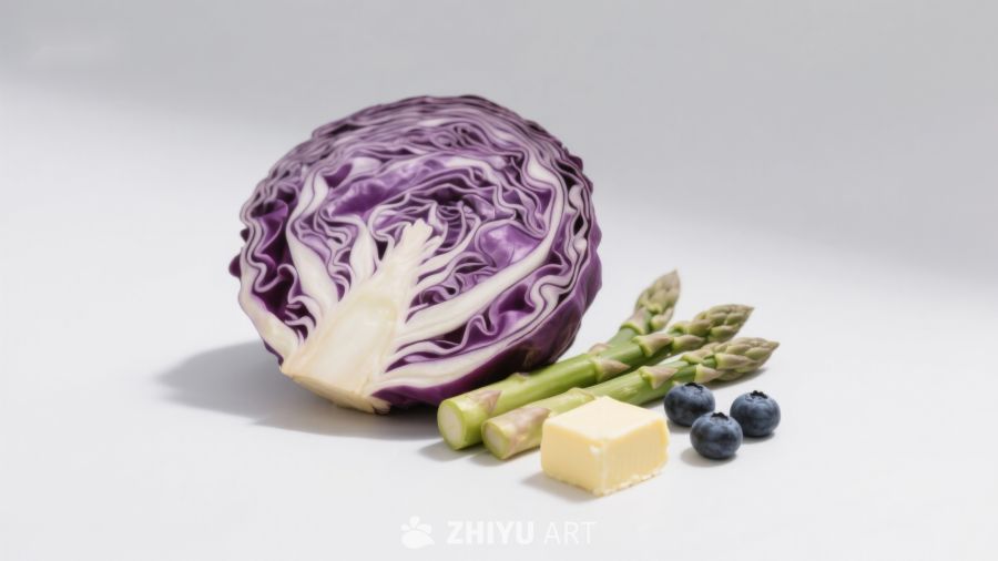 紫甘蓝与蔬菜水果静物