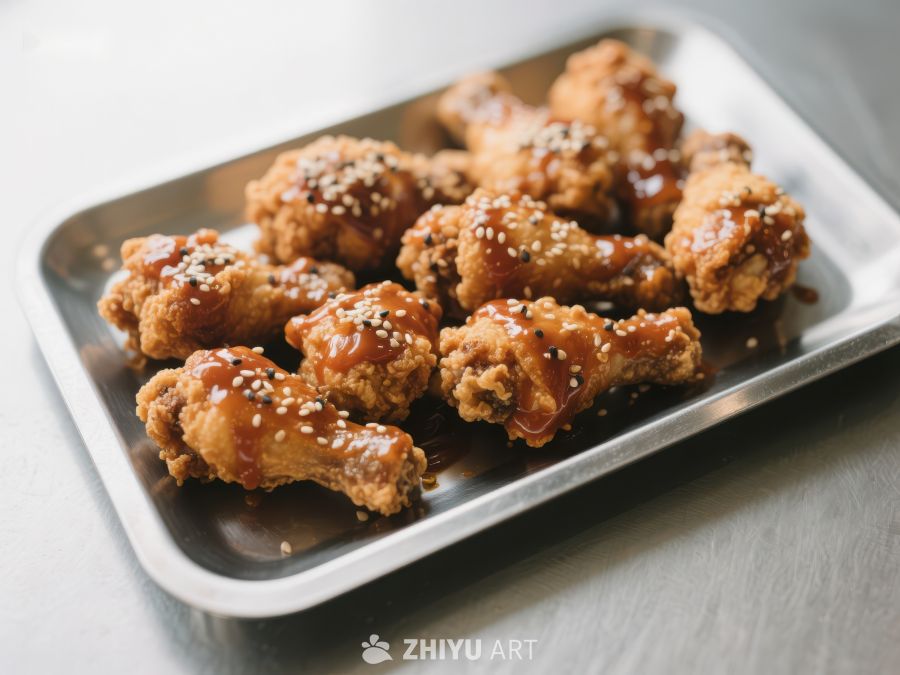 酱汁鸡翅，撒芝麻，摆盘精美 220