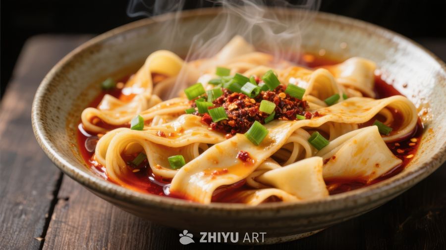 热气腾腾的红油面条