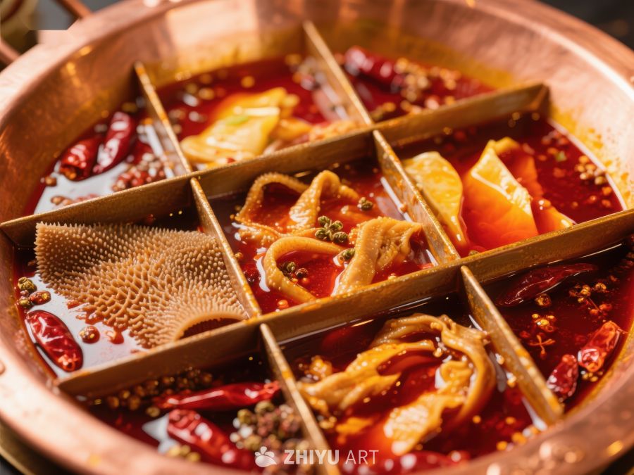 火锅分格煮食，麻辣鲜香诱人 175