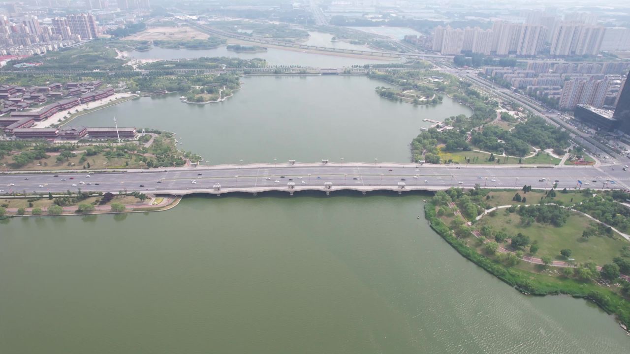 航拍河南开封西湖公园