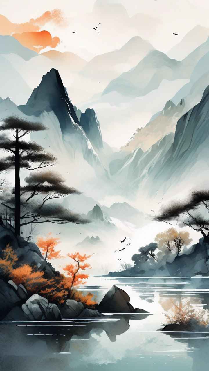 国风山水画背景插画 24