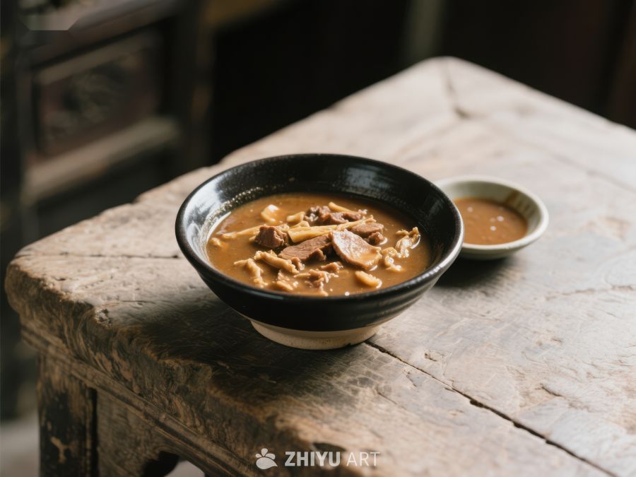 木桌上的美味牛肉汤 725
