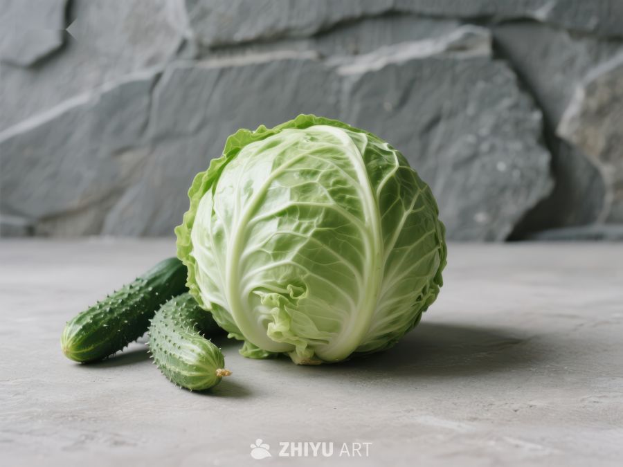 新鲜卷心菜与黄瓜静物图 253