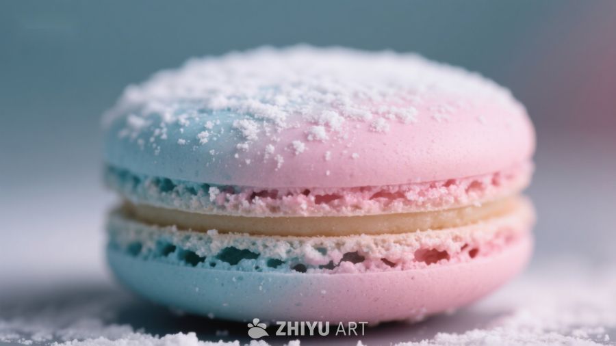 渐变色彩的马卡龙特写
