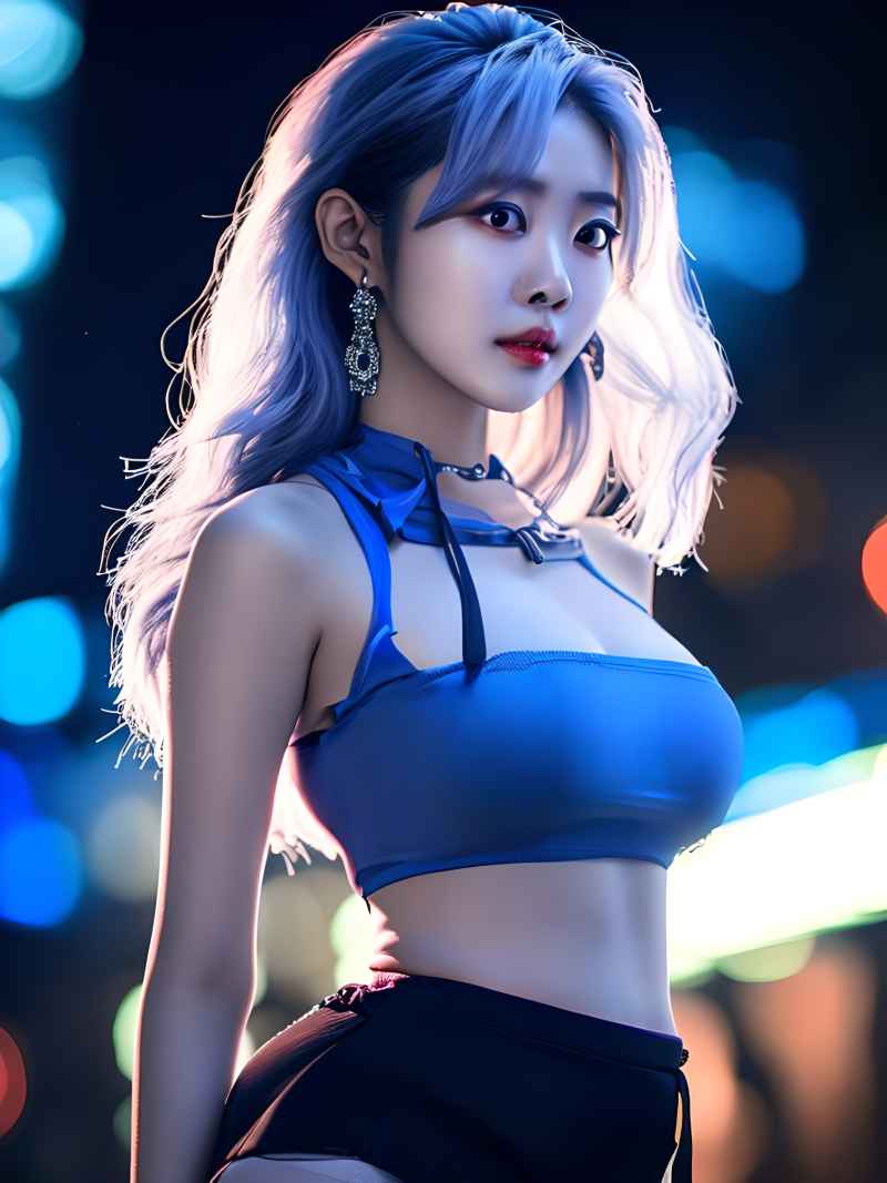 蓝色夜光时尚美女达人 8