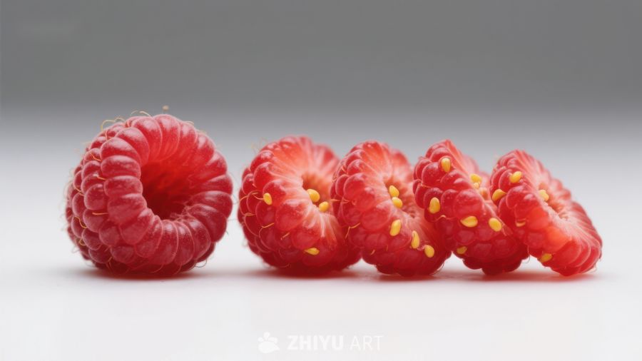 新鲜覆盆子与切片展示