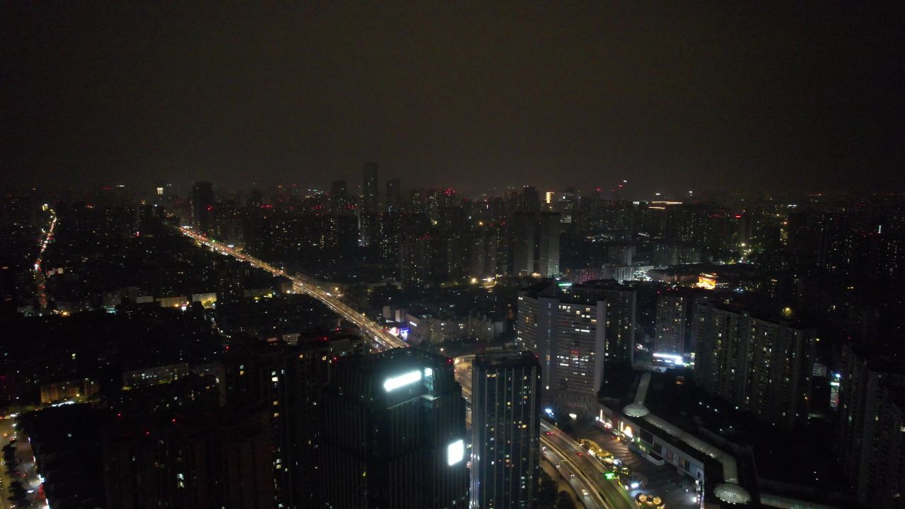 成都城市夜景交通东二环航拍