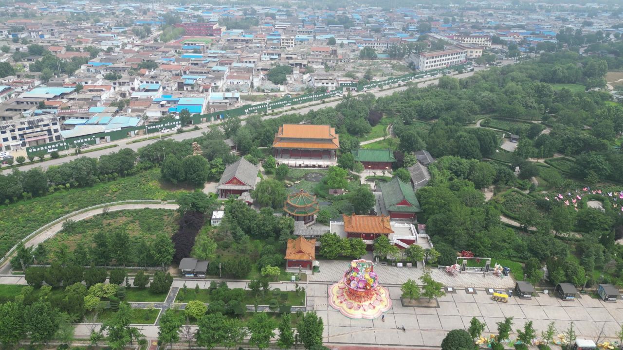  航拍山东菏泽曹州牡丹园4a景区
