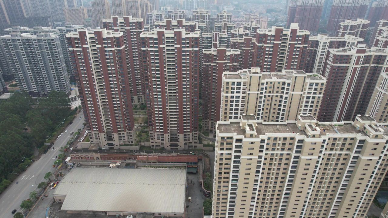 广西钦州城市高楼建筑交通航拍