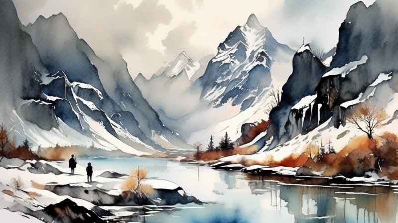 雪山高原冰川插画 72
