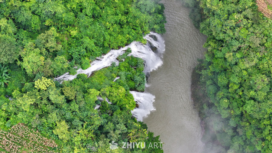 航拍山间峡谷瀑布  瀑布水流 11