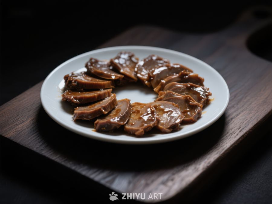 盘中摆放的酱肉特写 1097