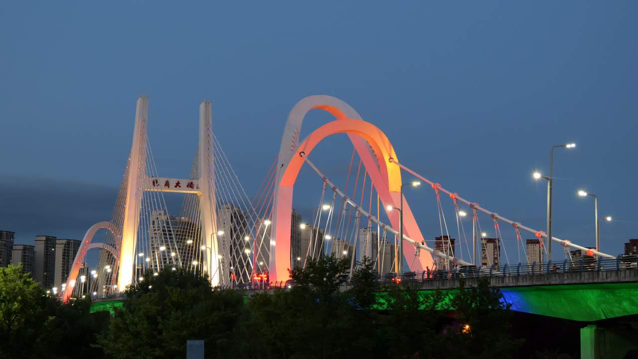 夜色下的城市大桥 17